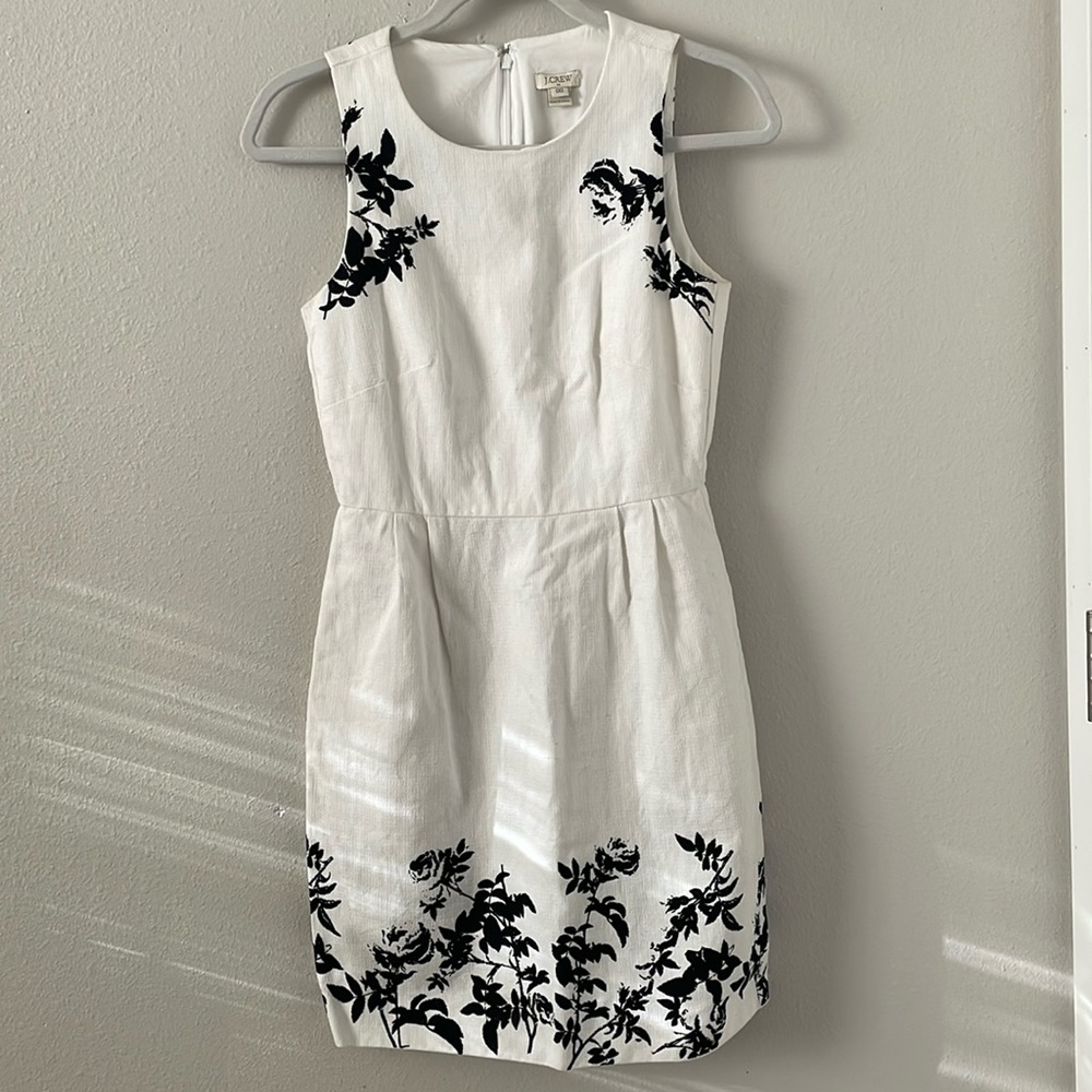 J. Crew Factory White Floral Print Sleeveless Sheath Dress Size 00